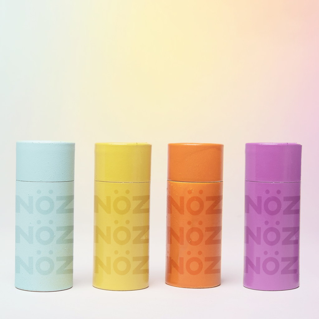 NÖZscreen in blue, yellow, orange and purple